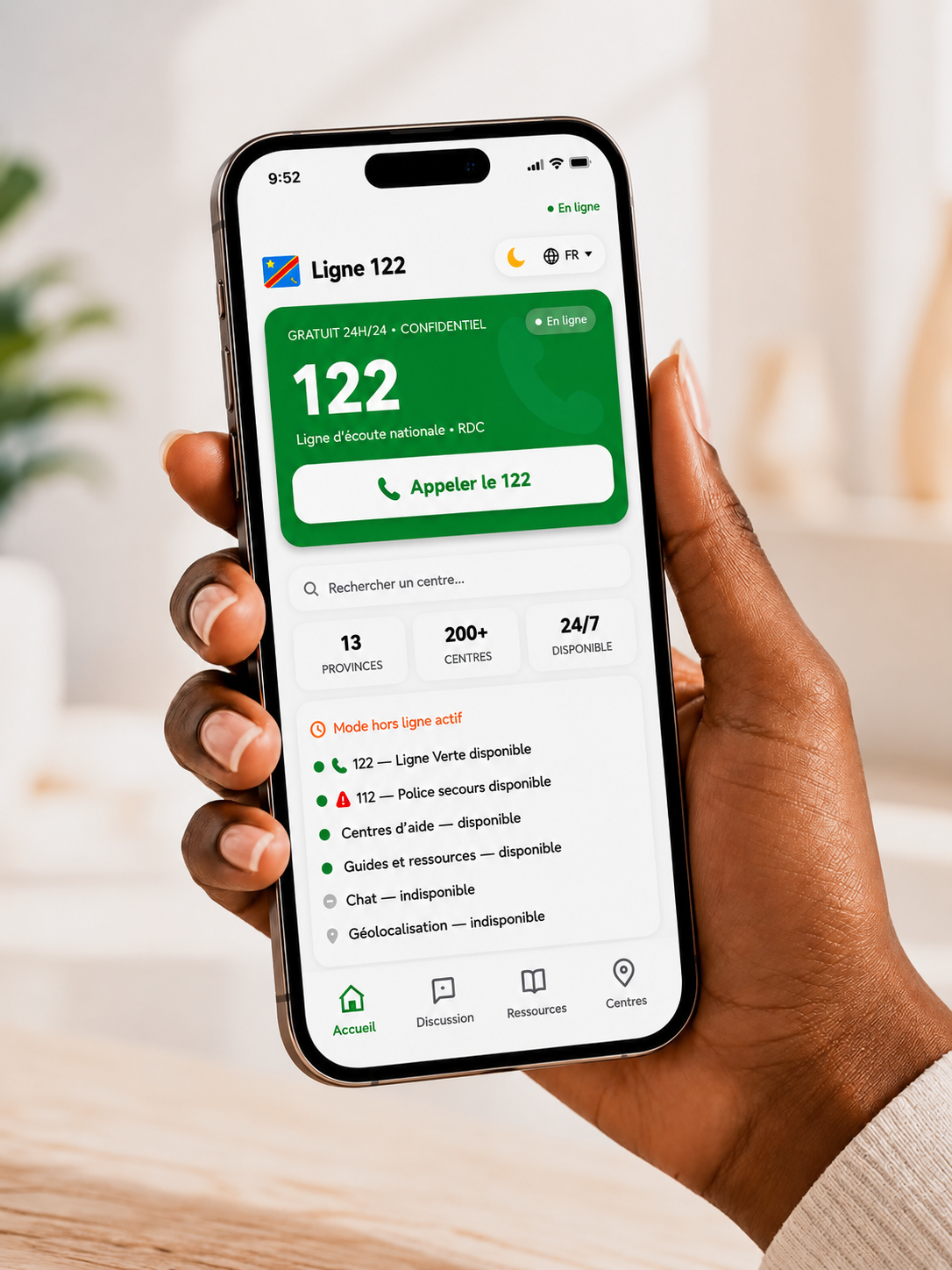 Application mobile Ligne 122 — plein écran